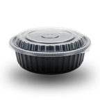 1000ml Round PP Black Bowl and Clear Lid