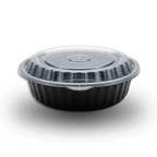 750ml Round PP Black Bowl and Clear Lid