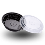 1250ml Round PP Black Bowl and Clear Lid