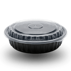 1250ml Round PP Black Bowl and Clear Lid
