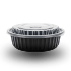1000ml Round PP Black Bowl and Clear Lid