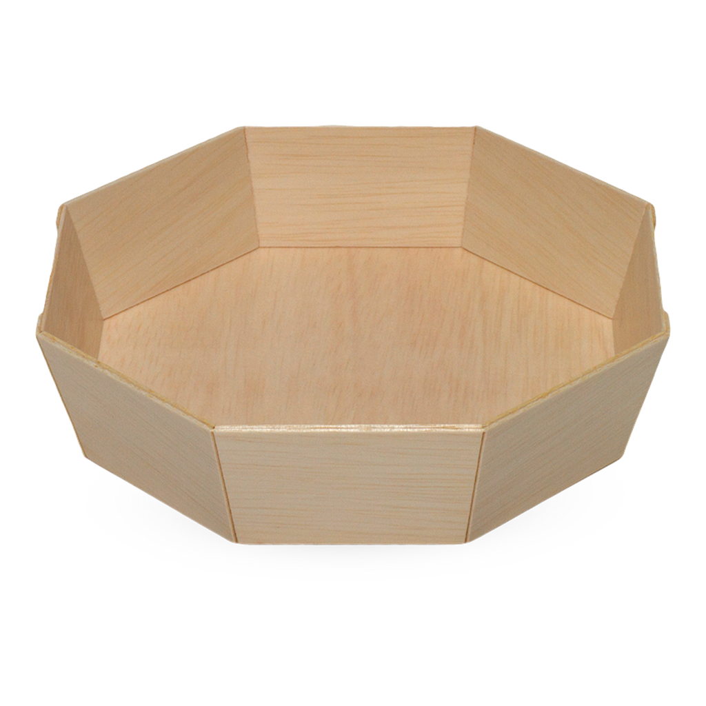 770ml Octagon Wooden Bento Box Tabletop, Pack of 50