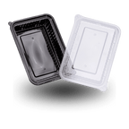 850ml Rectangular PP Black Container and Clear Lid
