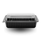 850ml Rectangular PP Black Container and Clear Lid