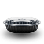1250ml Round PP Black Bowl and Clear Lid