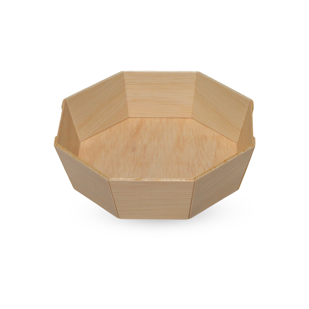470ml Octagon Wooden Bento Box Tabletop, Pack of 50