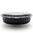 1500ml Round PP Black Bowl and Clear Lid