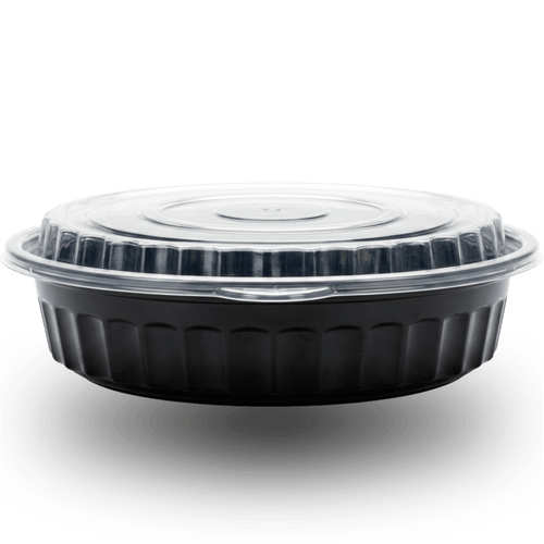 1500ml Round PP Black Bowl and Clear Lid