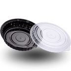1500ml Round PP Black Bowl and Clear Lid