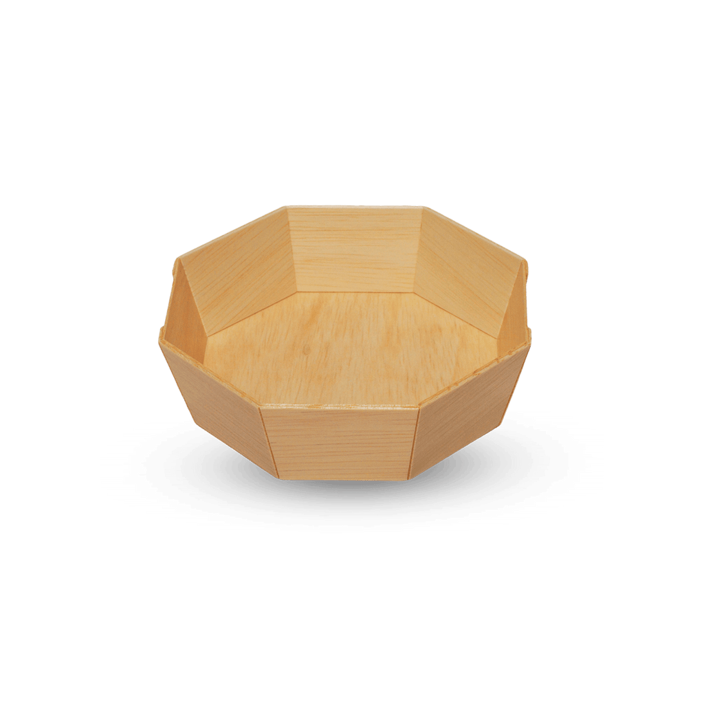470ml Octagon Wooden Bento Box Tabletop, Pack of 50