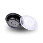 500ml Round PP Black Bowl and Clear Lid
