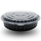 1500ml Round PP Black Bowl and Clear Lid